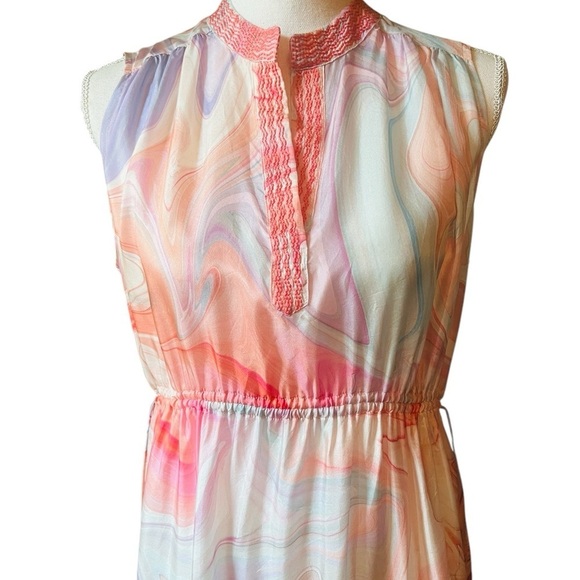 JOHNNY WAS WORKSHOP SLEEVELESS SILK TIERED DRESS SIZE SMALL - Picture 6 of 12